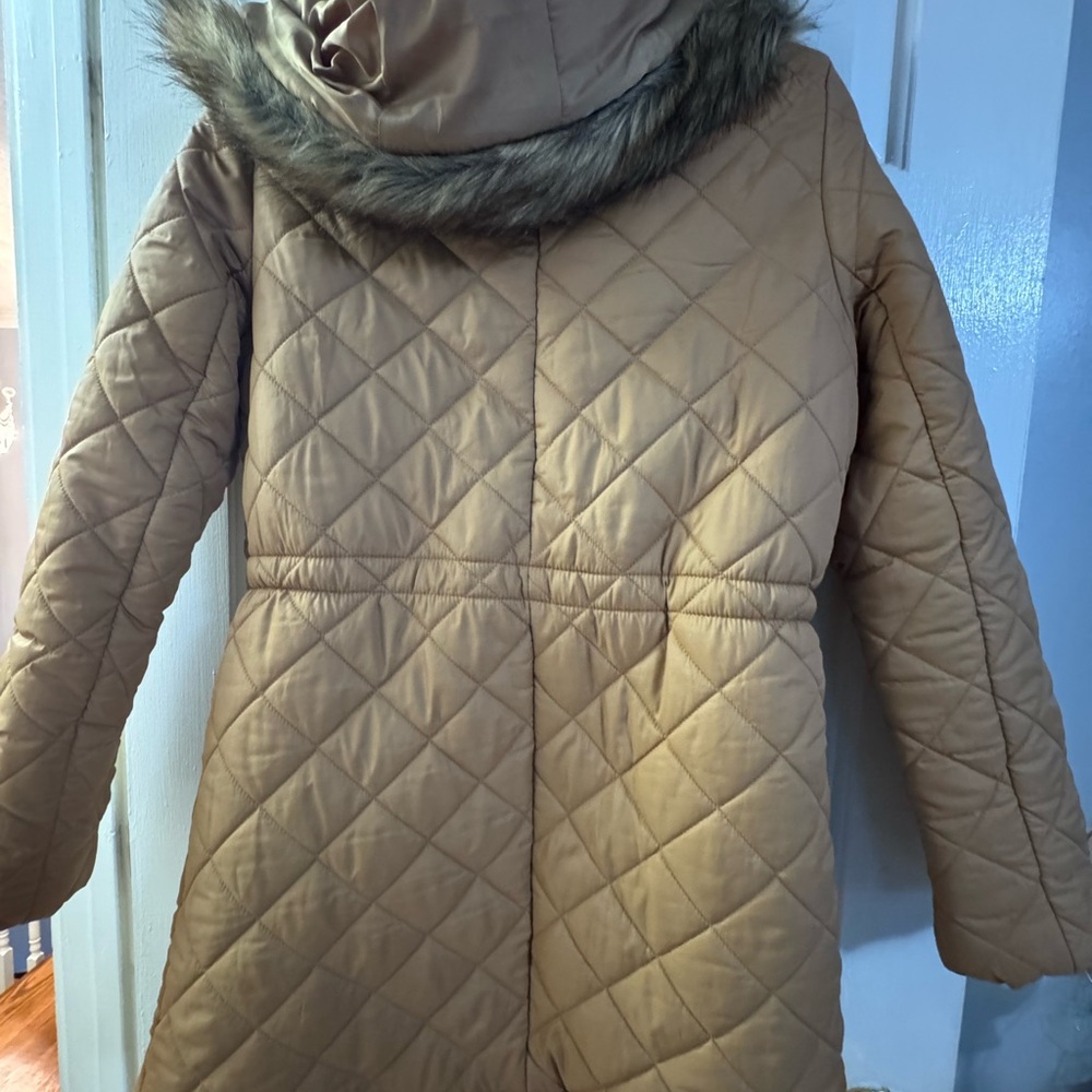 The Limited Quilted Hooded Coat with Faux Fur Trim – Taupe, Size M – Chic & Cozy - Picture 5 of 7